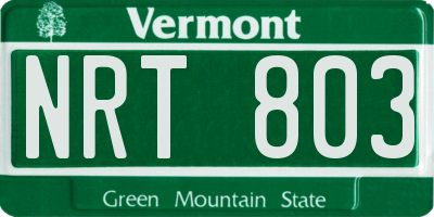 VT license plate NRT803