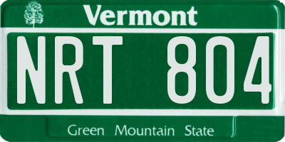 VT license plate NRT804