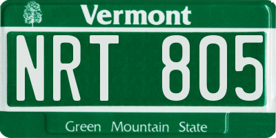 VT license plate NRT805