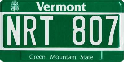 VT license plate NRT807