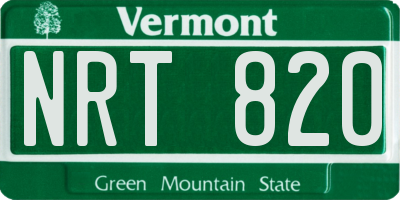 VT license plate NRT820