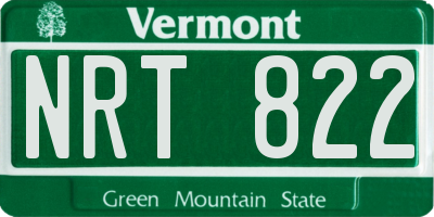 VT license plate NRT822