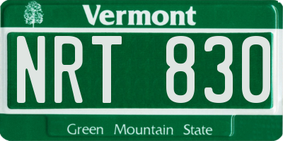 VT license plate NRT830