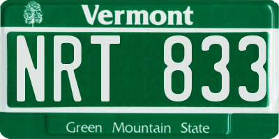 VT license plate NRT833