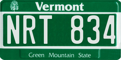 VT license plate NRT834