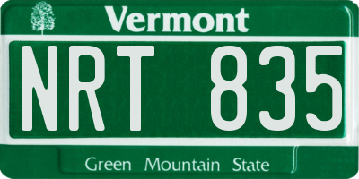 VT license plate NRT835
