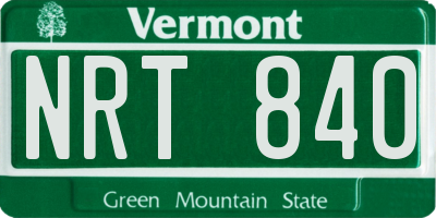 VT license plate NRT840