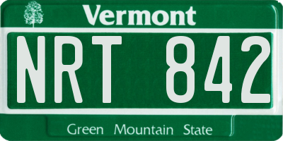 VT license plate NRT842