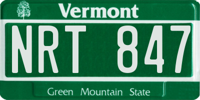 VT license plate NRT847