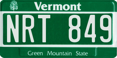 VT license plate NRT849