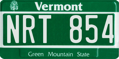 VT license plate NRT854