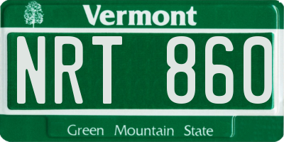 VT license plate NRT860