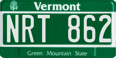 VT license plate NRT862