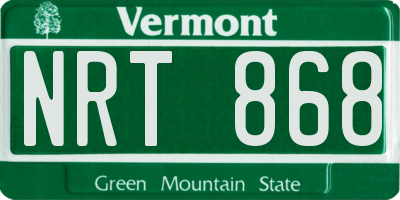 VT license plate NRT868
