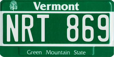 VT license plate NRT869