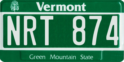 VT license plate NRT874