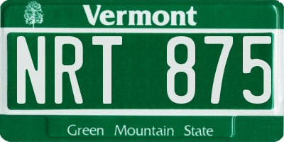 VT license plate NRT875