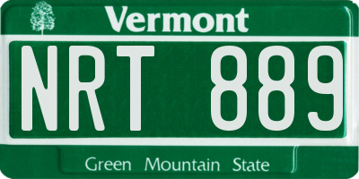 VT license plate NRT889