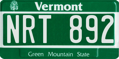 VT license plate NRT892
