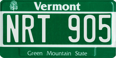 VT license plate NRT905
