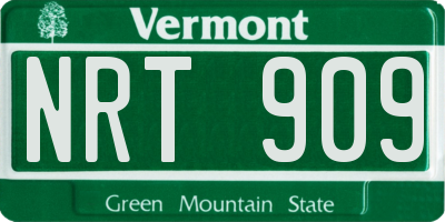 VT license plate NRT909