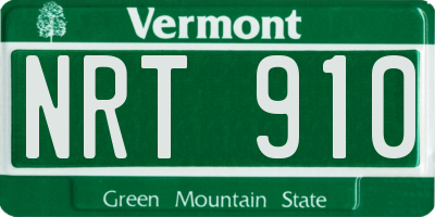 VT license plate NRT910