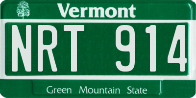 VT license plate NRT914