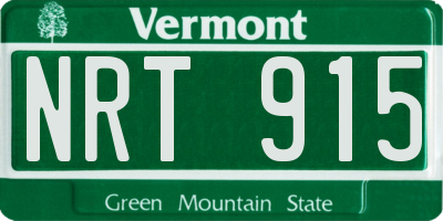 VT license plate NRT915