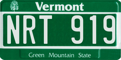 VT license plate NRT919
