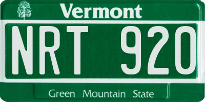 VT license plate NRT920