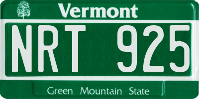 VT license plate NRT925
