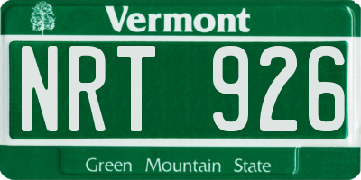 VT license plate NRT926