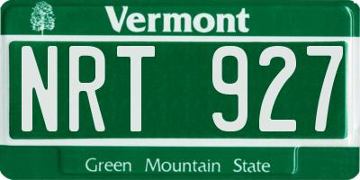 VT license plate NRT927