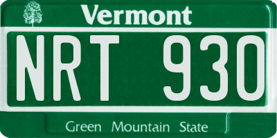 VT license plate NRT930