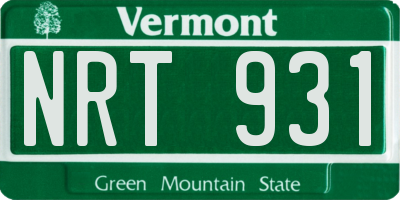 VT license plate NRT931