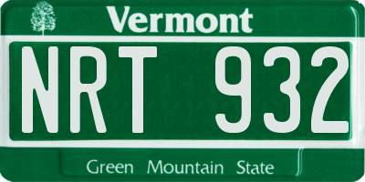 VT license plate NRT932