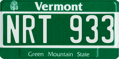 VT license plate NRT933