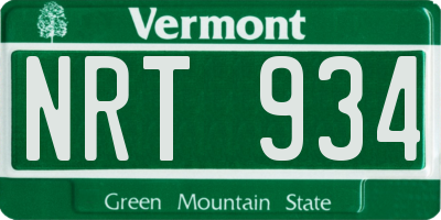 VT license plate NRT934