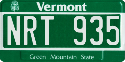 VT license plate NRT935