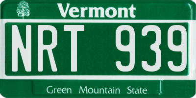 VT license plate NRT939