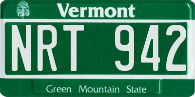 VT license plate NRT942