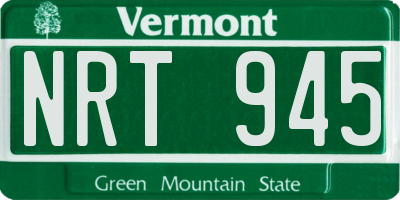 VT license plate NRT945