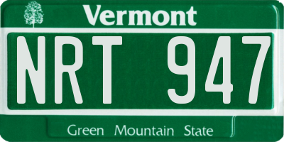 VT license plate NRT947