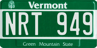 VT license plate NRT949