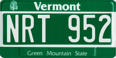 VT license plate NRT952