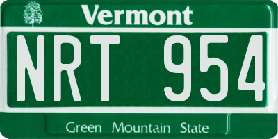 VT license plate NRT954
