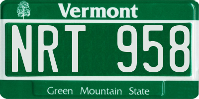 VT license plate NRT958