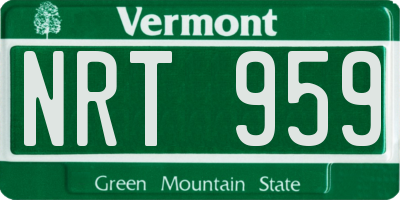 VT license plate NRT959