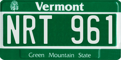 VT license plate NRT961
