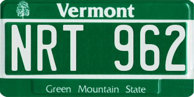 VT license plate NRT962